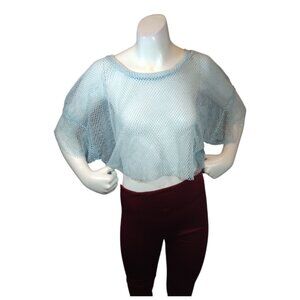 Women Aqua Mesh Crop Top  - has minor front pull near neck